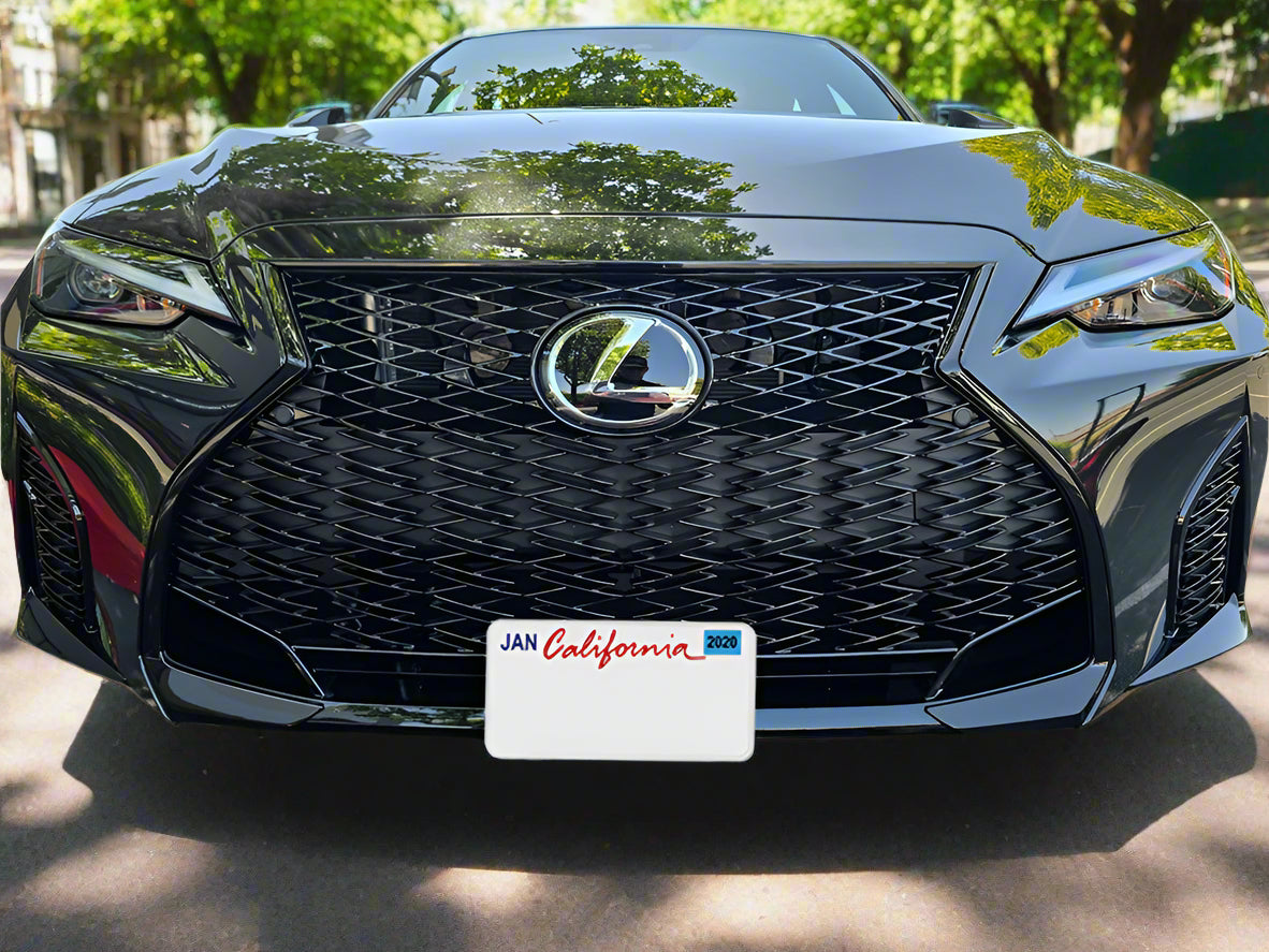 2022-2024 Lexus IS500 Front Bumper Tow Hook License Plate Mount Bracket For Lexus IS500 | Black | Aluminum | Bolt-On | Painted | Includes Screws 2022-2024 Lexus IS500 Front Bumper Tow Hook License Plate Mount Bracket For Lexus IS500 | Black | Aluminum | Bolt-On | Painted | Includes Screws