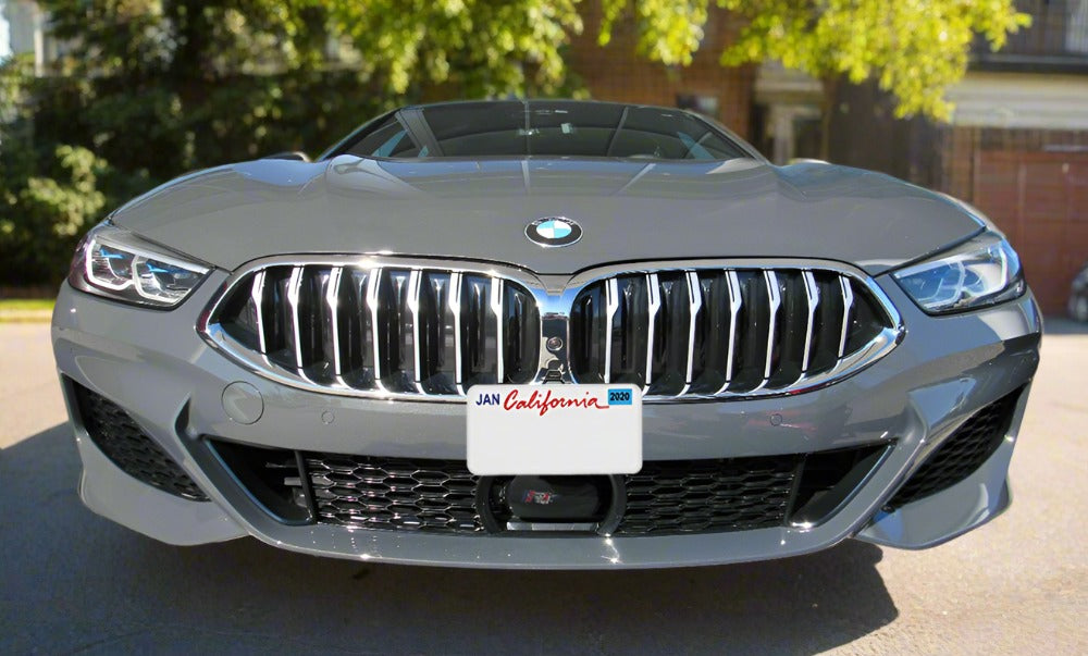 STO N SHO Quick Release Front License Plate Bracket For 2019–2023 BMW M8 – Upper Mount, Black Aluminum